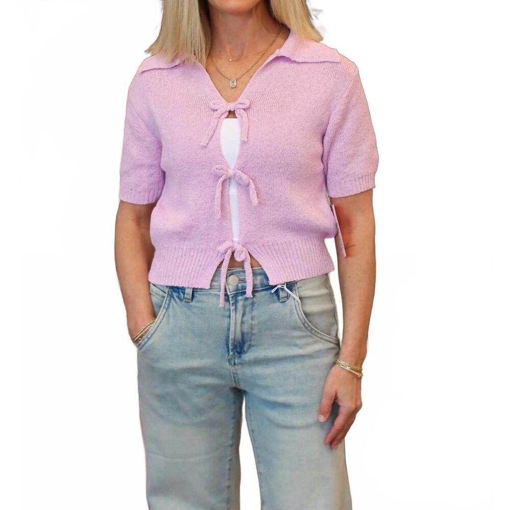 NEW DELUC paros short sleeve cardigan in lavender